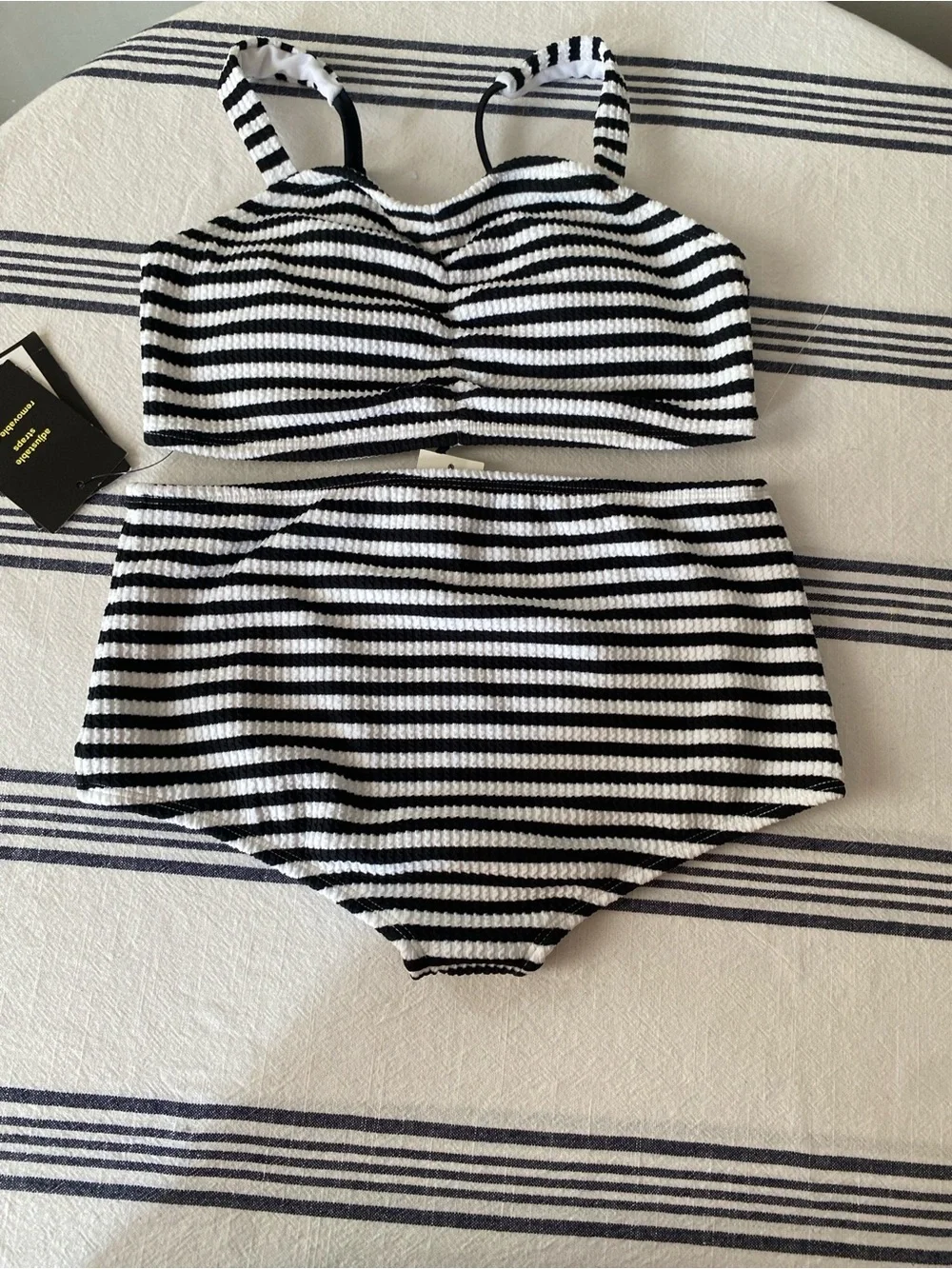 Target Kids Black and White Striped Bikini Set